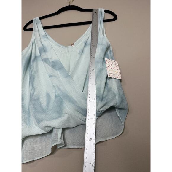 Free People Sea Wrap Tank Top Ocean Blue Chiffon Layered Asymmetrical Women's XS - Picture 8 of 11